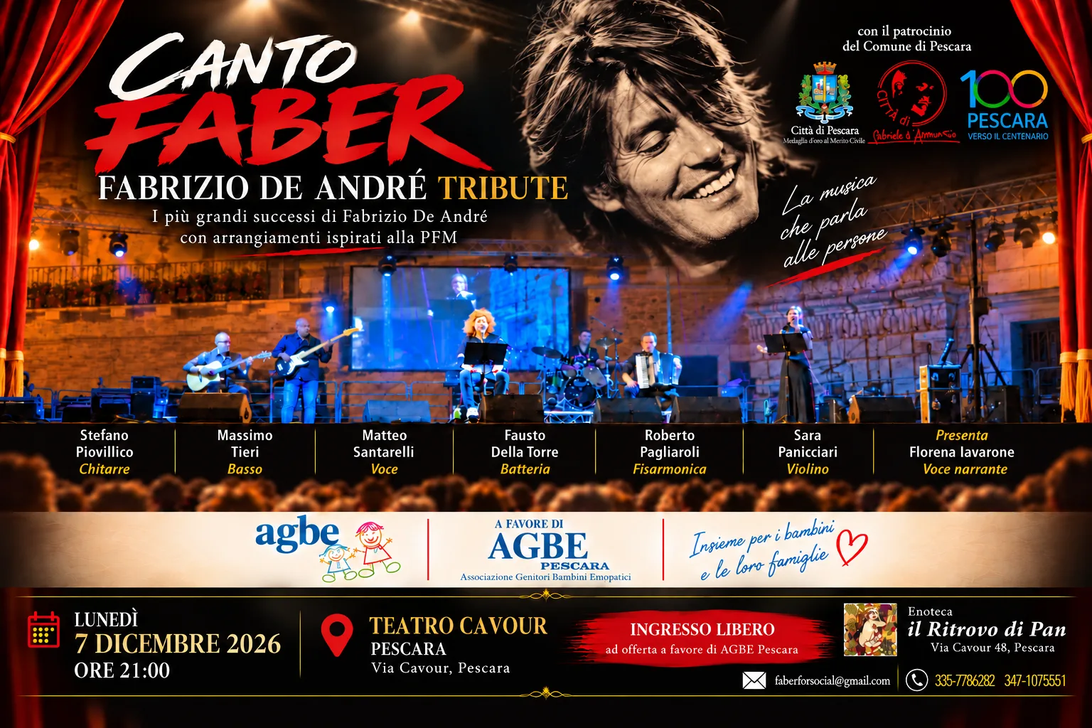 Canto Faber tributo a Fabrizio De André al Teatro Cavour di Pescara