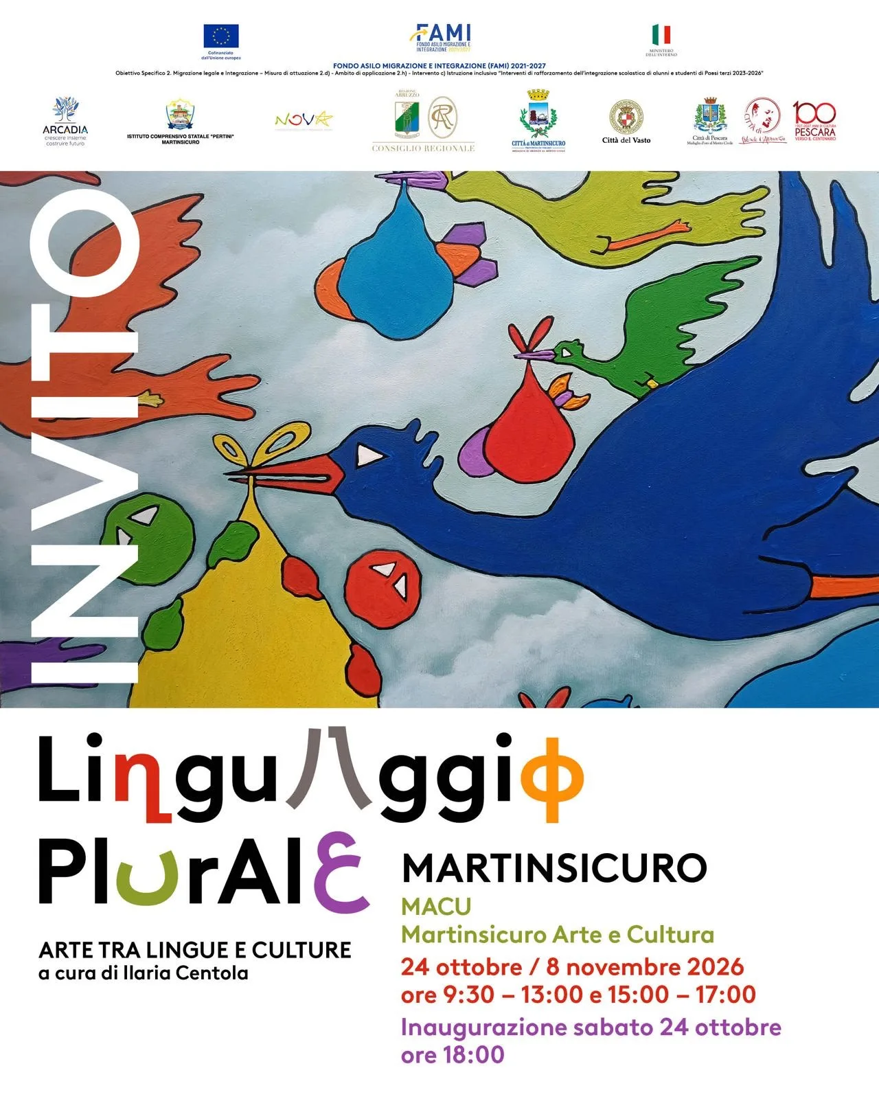Locandina dell’evento Linguaggi Plurali a Martinsicuro
